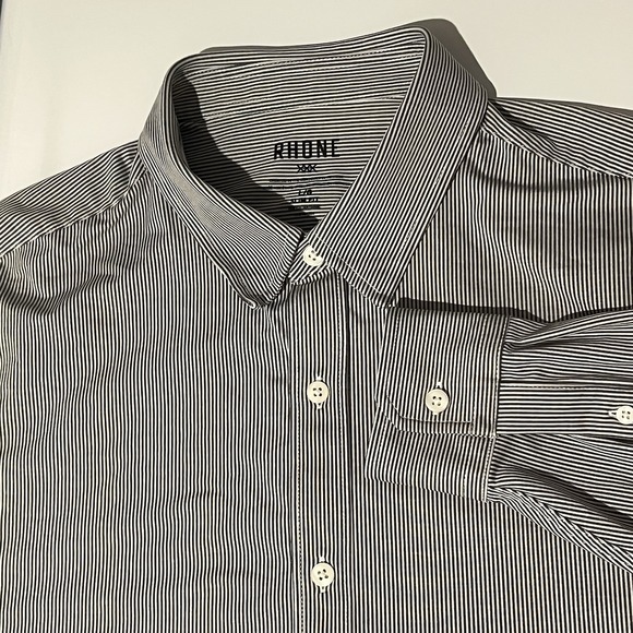 Rhone Italian Fabric Slim Fit Men's L Performance Stretch Striped Black & White - Picture 1 of 6